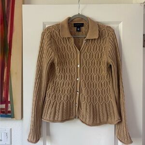 Charter Club Vintage Tan Cardigan, 100% Cotton Textured w/ Flare Fit